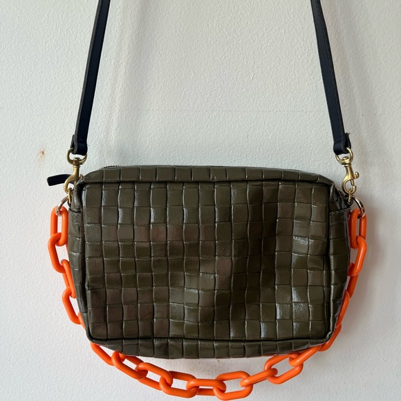 CLARE V Marisol Woven Patent Leather Crossbody Bag - Picture 9 of 9